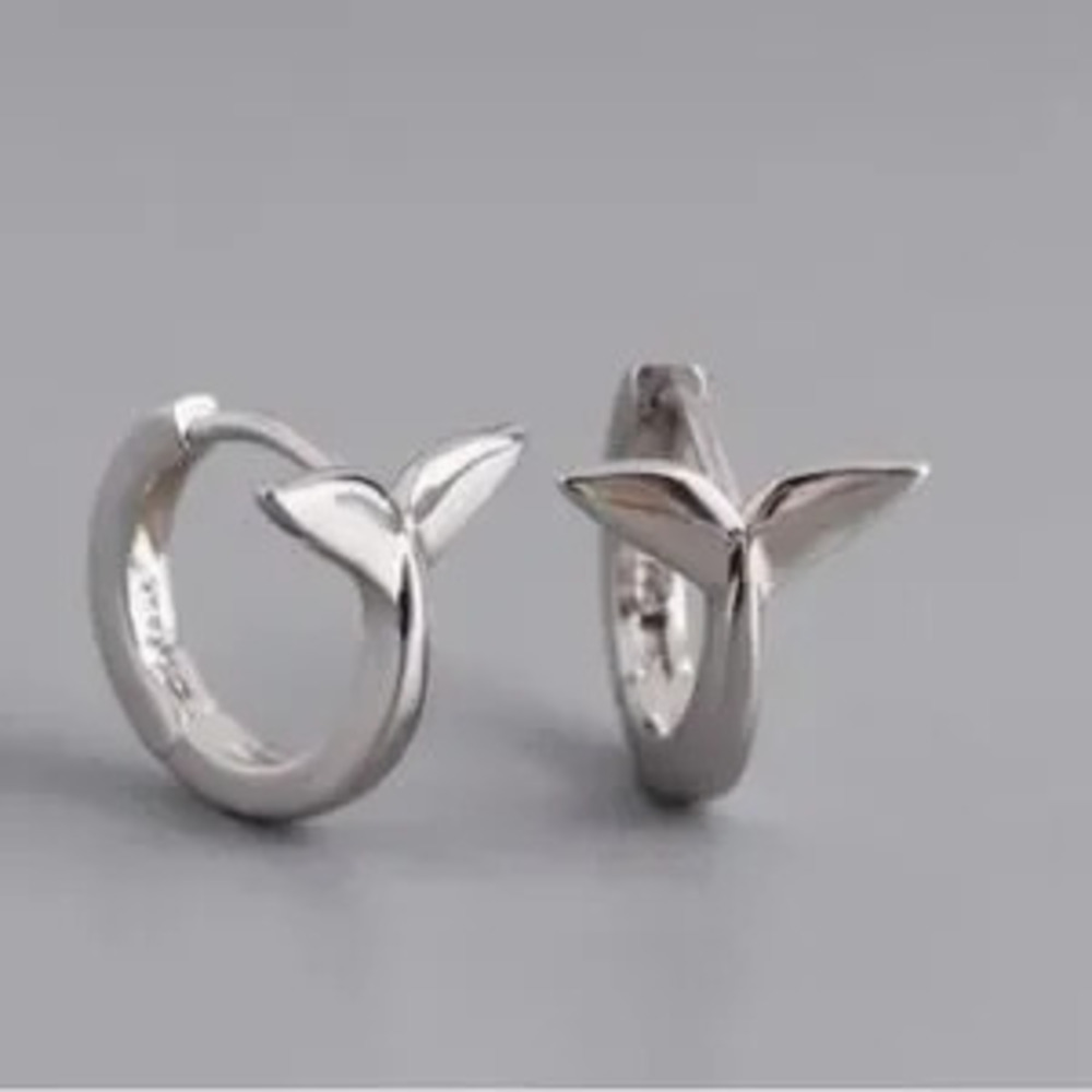 Moby Dick 925 Sterling Silver Mermaid & Whale Tail Earrings